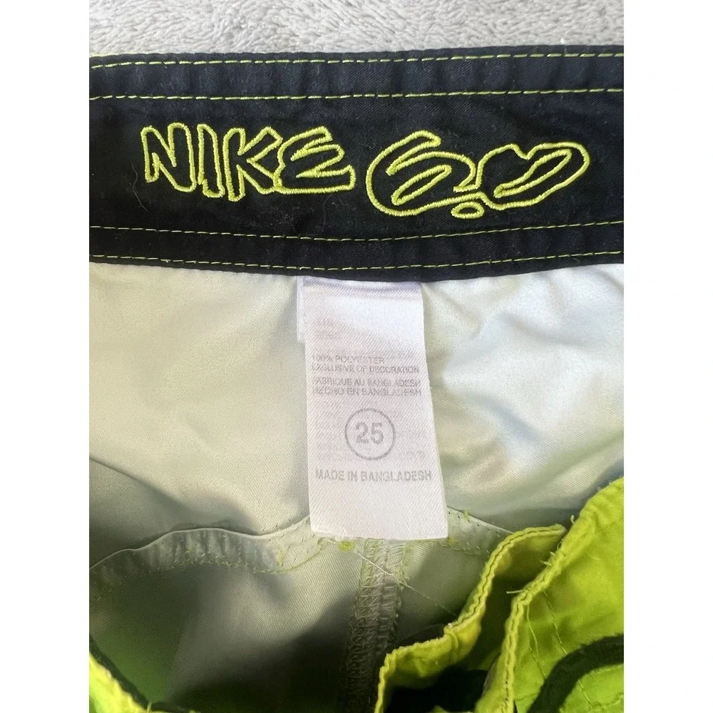 Nike Shorts 6.0 Mens Sz 25‎ Green Drawstring Swim Board Logo Elastic Waist